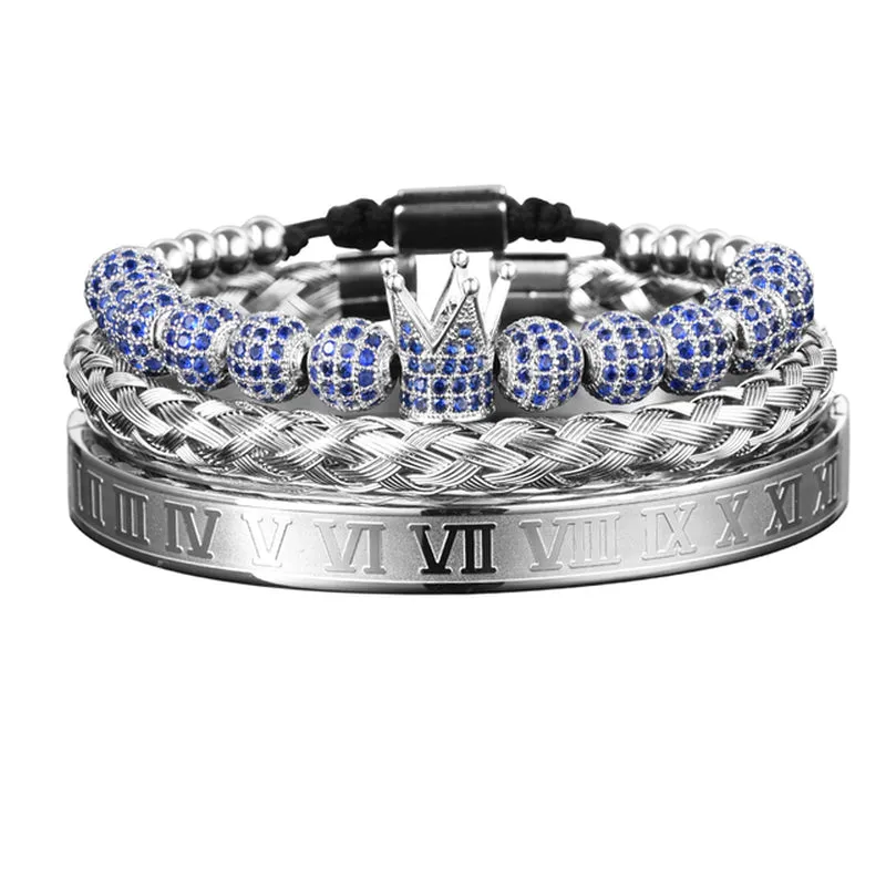 Blue Crown Royal Men's Bracelets Set | Popular Male Apparel and Accessories