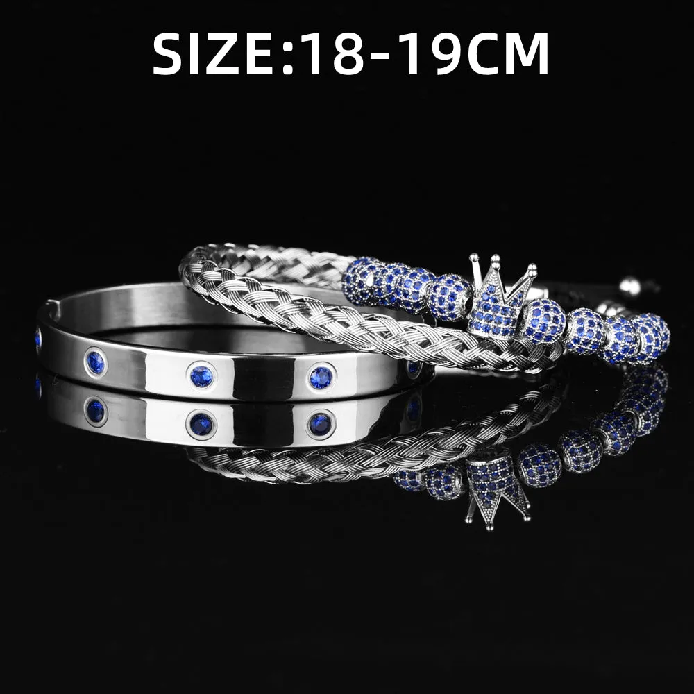 Blue Crown Royal Men's Bracelets Set | Popular Male Apparel and Accessories