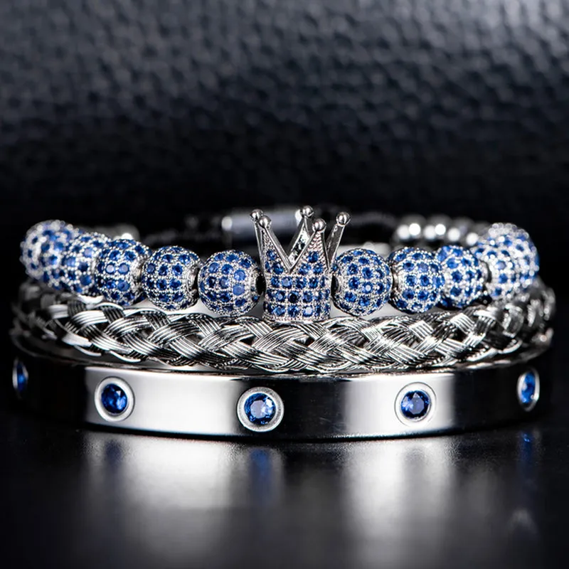 Blue Crown Royal Men's Bracelets Set | Popular Male Apparel and Accessories