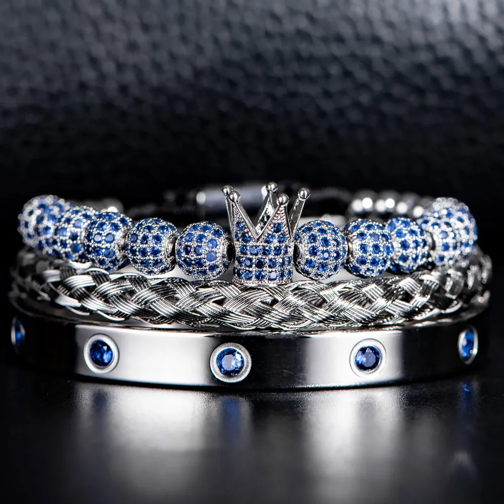 Blue Crown Royal Men's Bracelets Set | Popular Male Apparel and Accessories