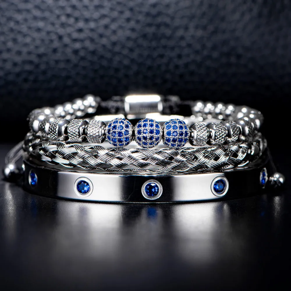 Blue Crown Royal Men's Bracelets Set | Popular Male Apparel and Accessories