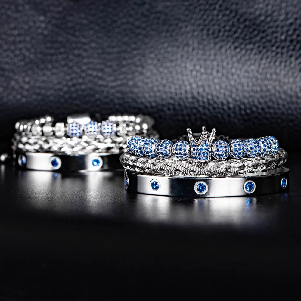 Blue Crown Royal Men's Bracelets Set | Popular Male Apparel and Accessories