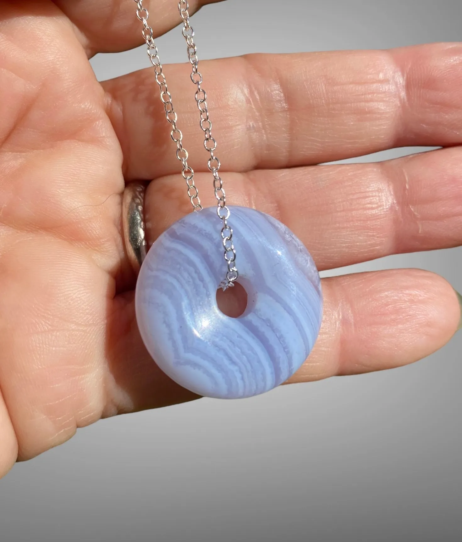 Blue Lace Agate Pi Stone Pendant