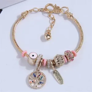 Blush Tree Charm & Evil Eye Bracelet