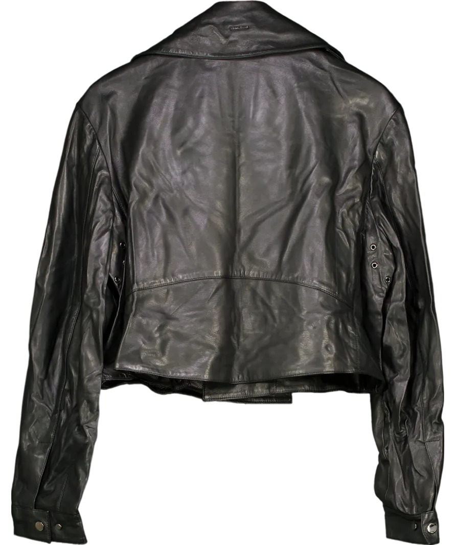 Boda Skins Black Cropped Blouson Leather Jacket UK M