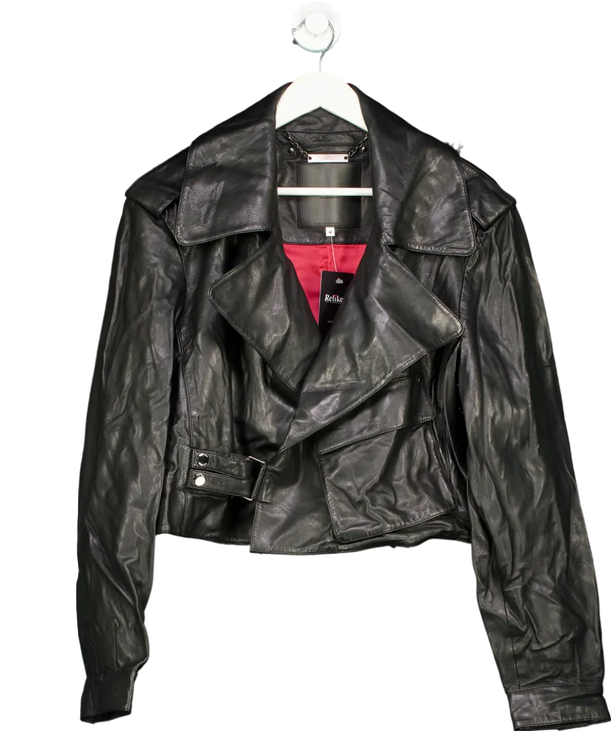 Boda Skins Black Cropped Blouson Leather Jacket UK M