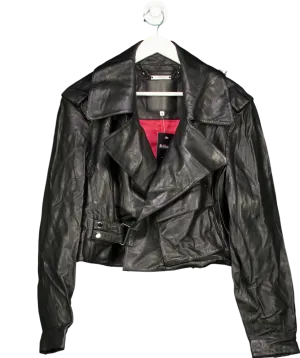 Boda Skins Black Cropped Blouson Leather Jacket UK M