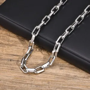 Bold Rectangle Chain Necklaces for Men Boys,Silver Color Square Chain Collar
