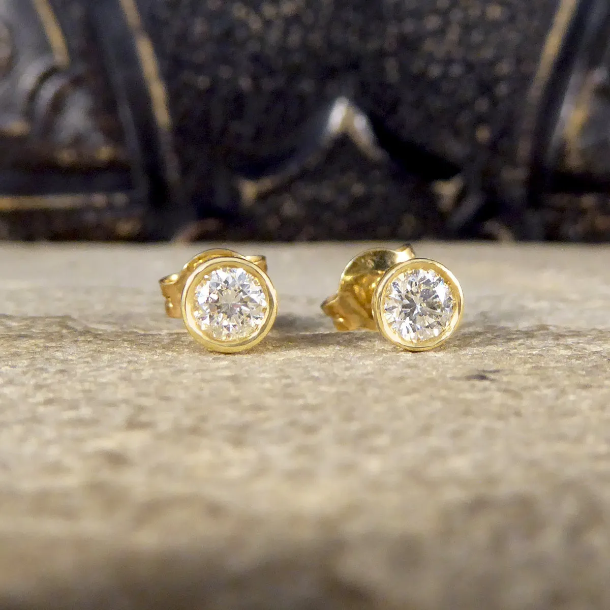 Brilliant Cut Collar Set 0.50ct Diamond Stud Earrings in 18ct Yellow Gold