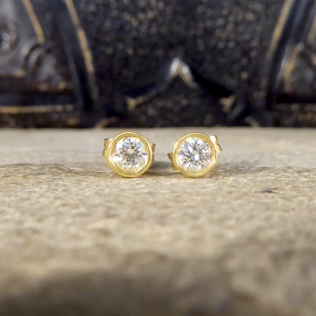 Brilliant Cut Collar Set 0.50ct Diamond Stud Earrings in 18ct Yellow Gold