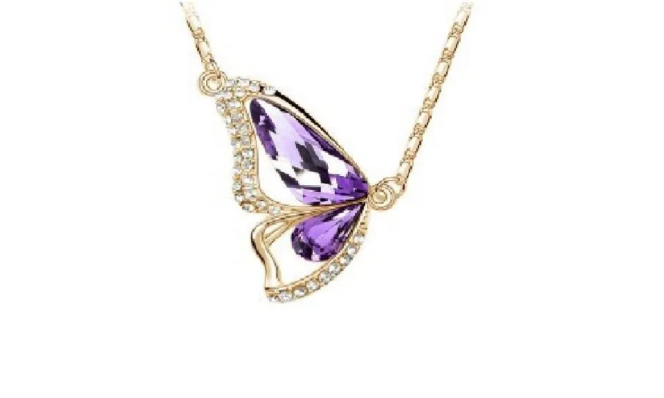Butterfly Crystal Pendant Necklaces for Women