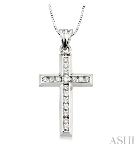 Channel Set Cross Diamond Pendant