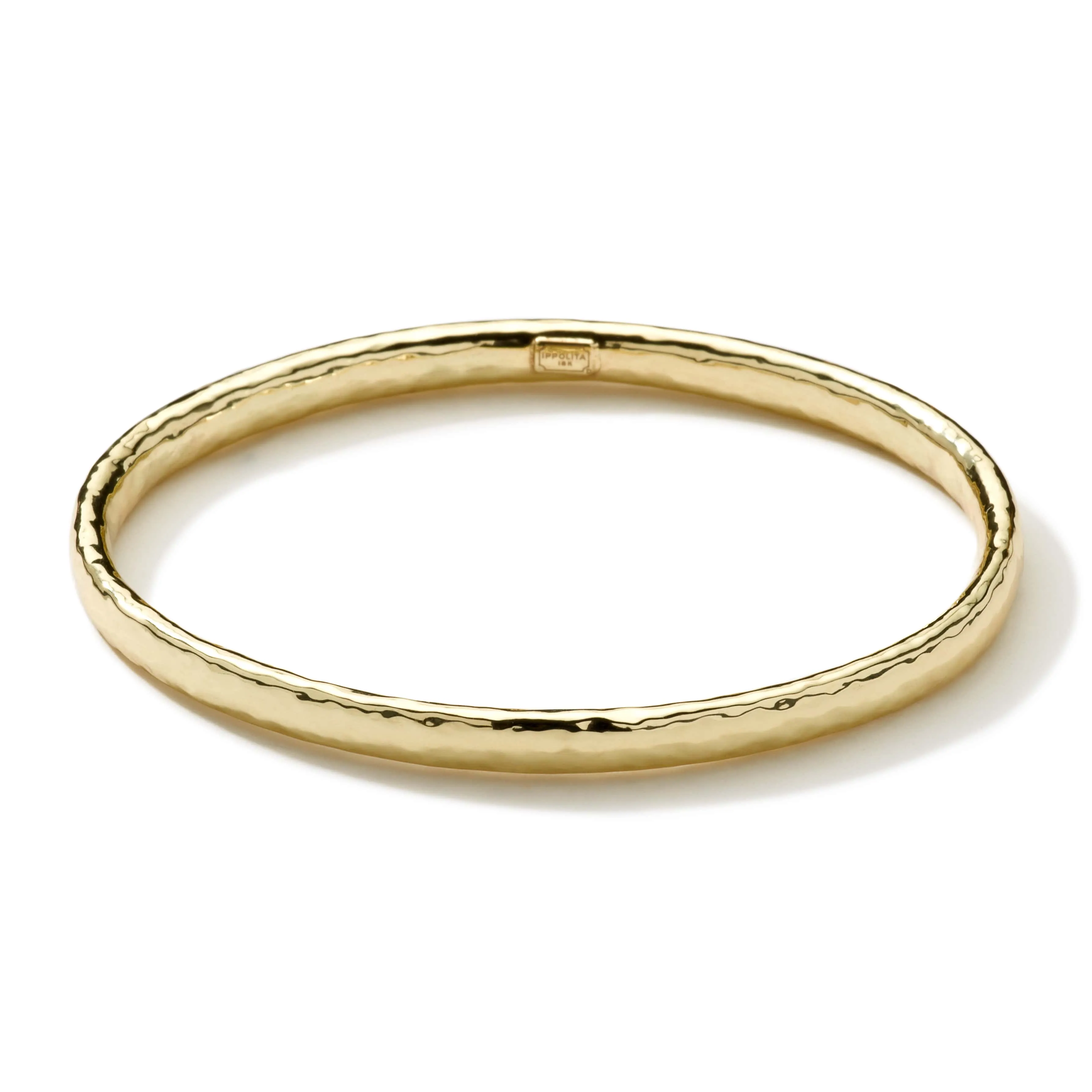 Classico Flat Hammered Bangle Bracelet 18k gold
