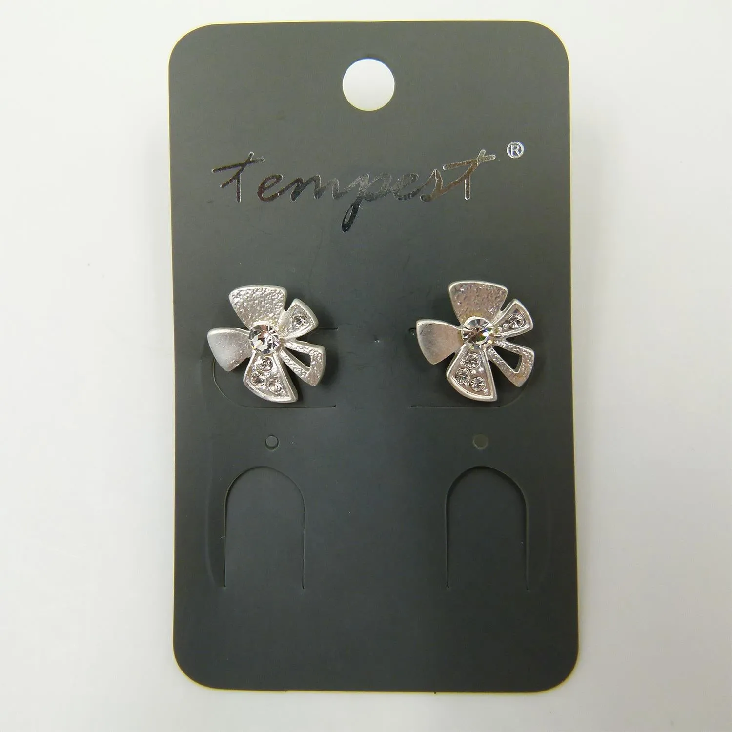Contemporary flower earrings with crystal