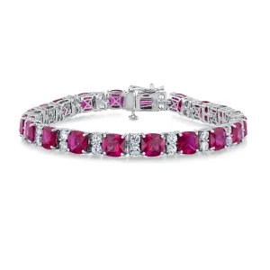 Created Ruby and Created White Sapphire Sterling Silver Tennis Bracelet