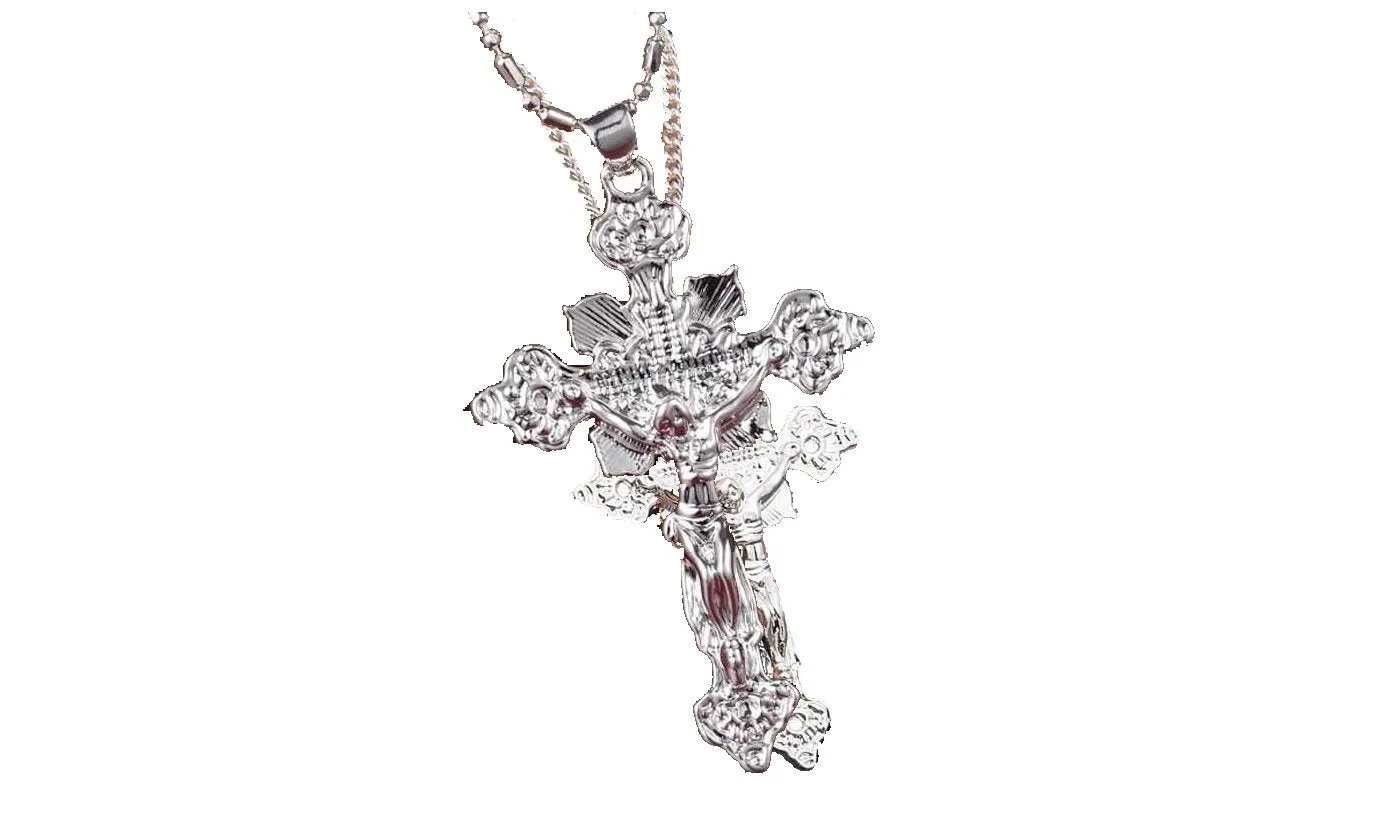 Cross Design Pendant Silver Plated Jesus Pendant