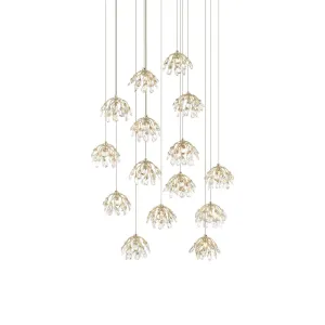 Crystal Bud 15-Light Round Multi-Drop Pendant