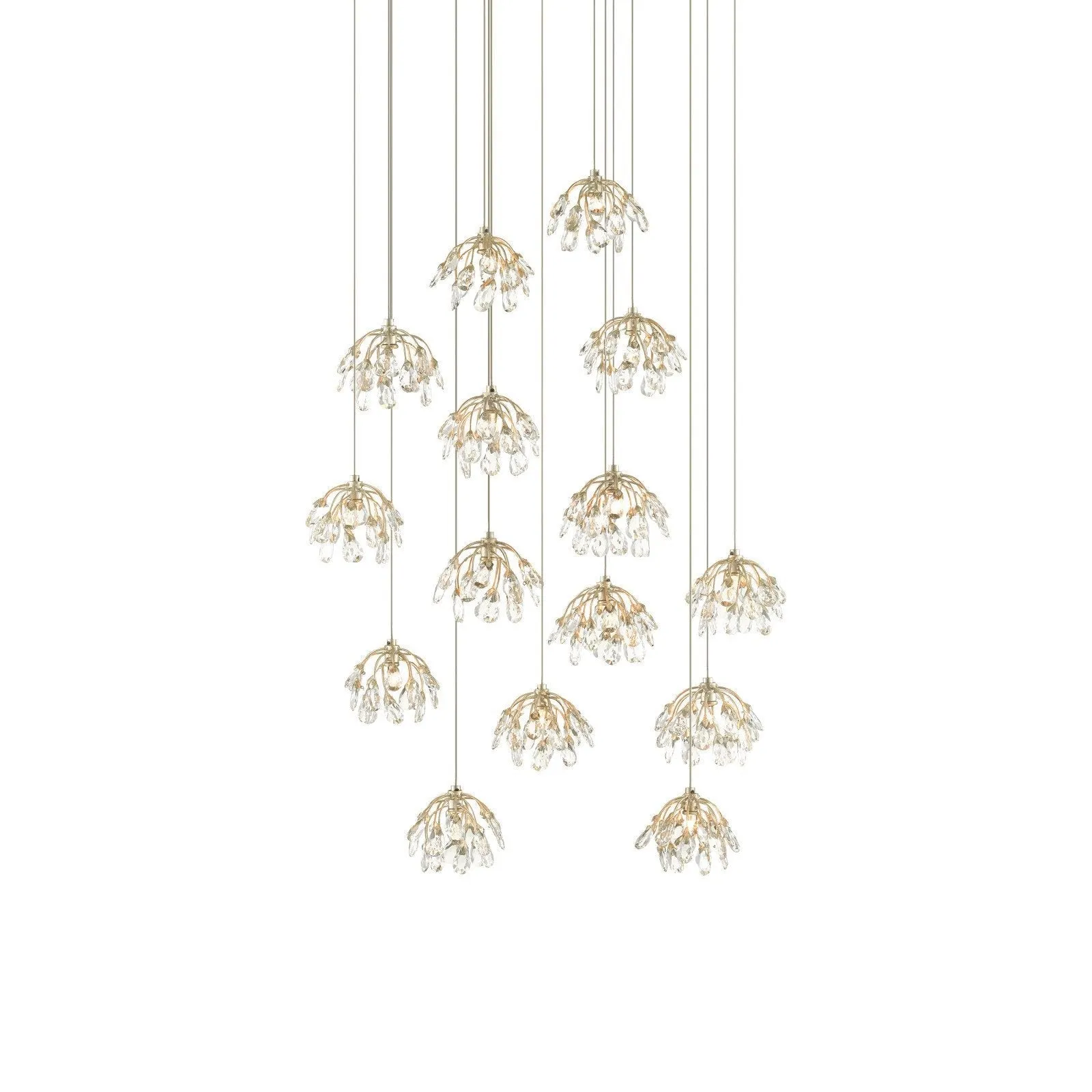 Crystal Bud 15-Light Round Multi-Drop Pendant