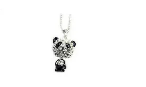 Crystal Sweater Cute Panda Pendant Necklace