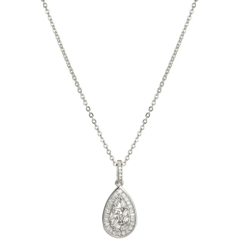 Cubic Zirconia Baguette Teardrop Necklace
