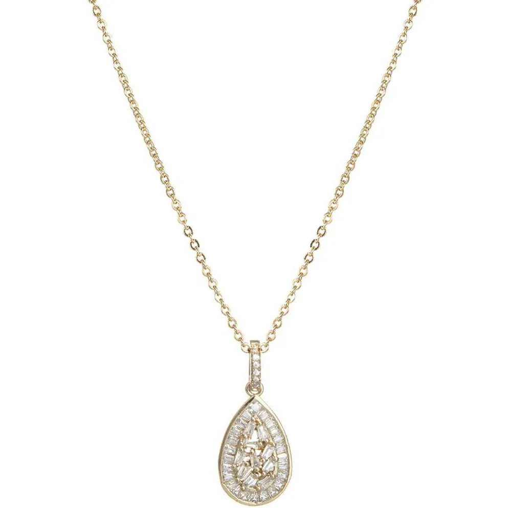 Cubic Zirconia Baguette Teardrop Necklace