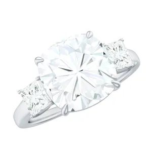 Cushion and Princess Cut Moissanite Big Engagement Ring