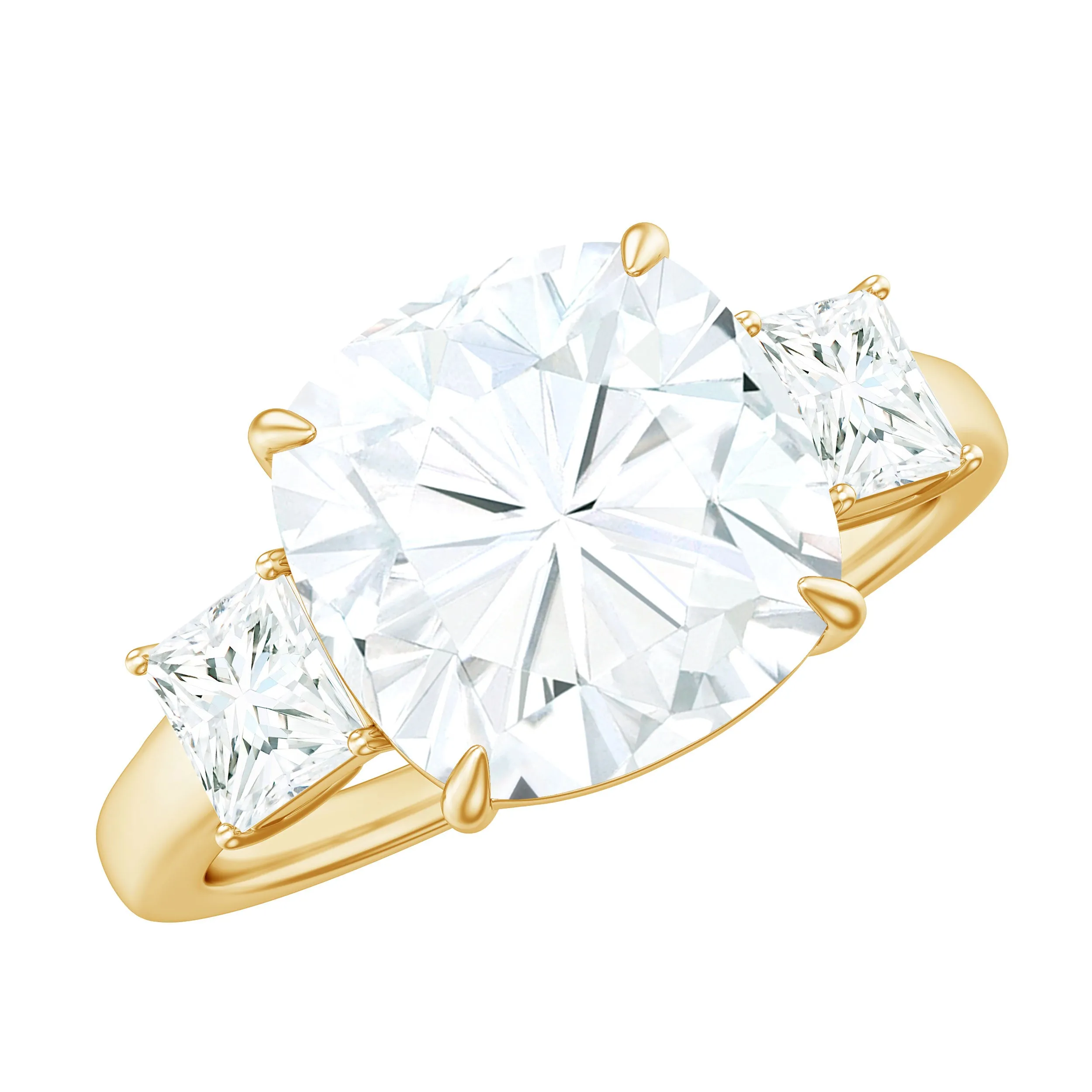 Cushion and Princess Cut Moissanite Big Engagement Ring