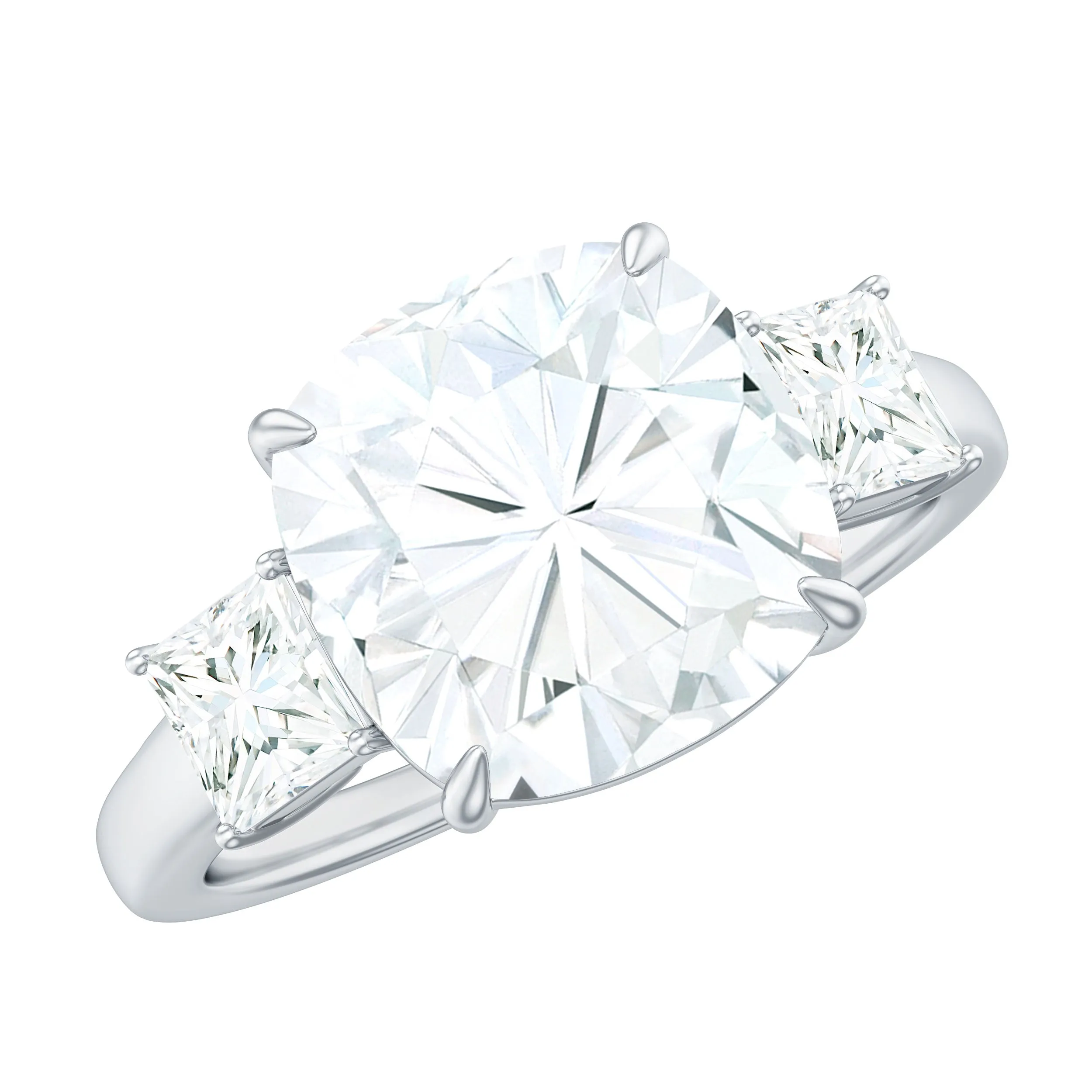 Cushion and Princess Cut Moissanite Big Engagement Ring
