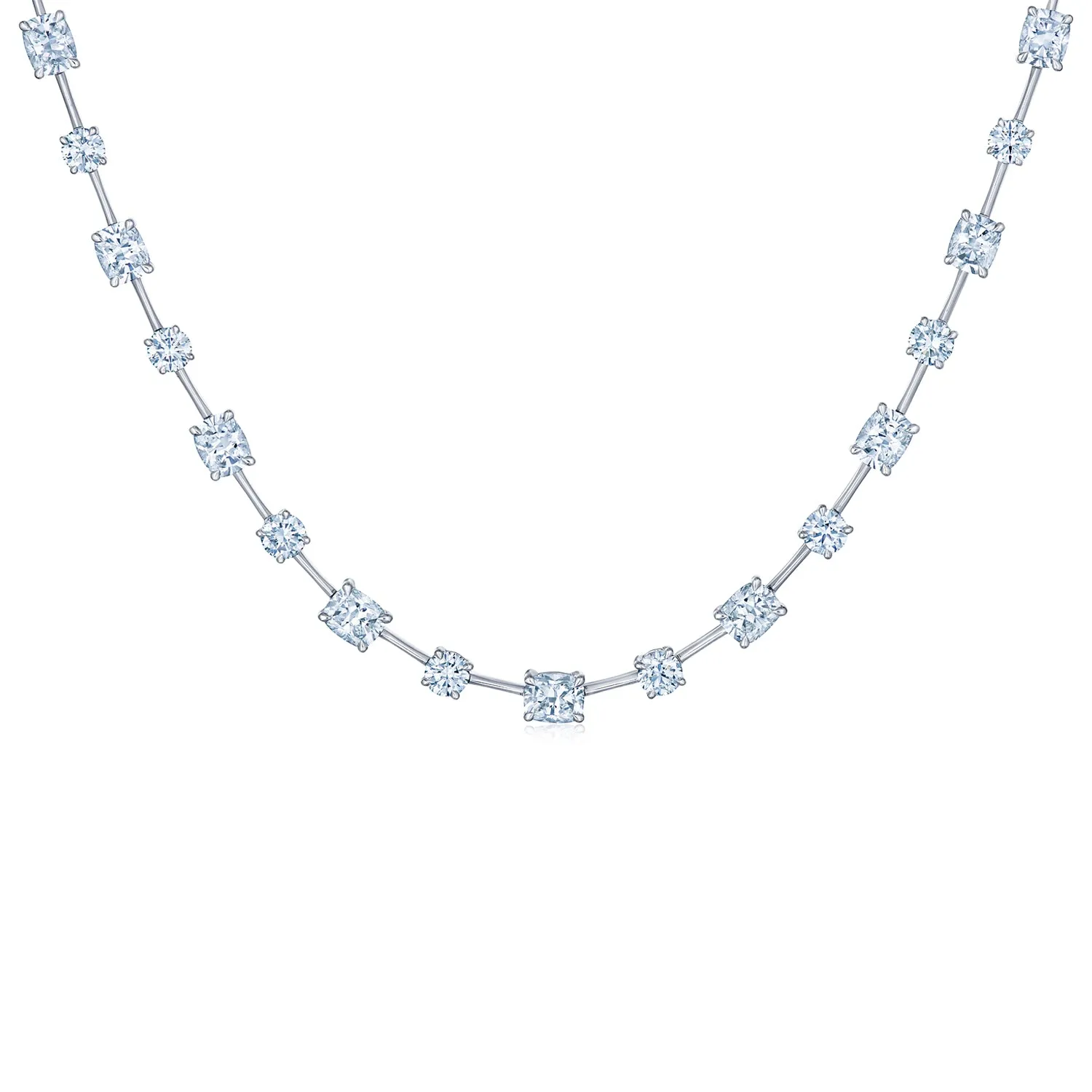 Cushion and Round Diamond Necklace
