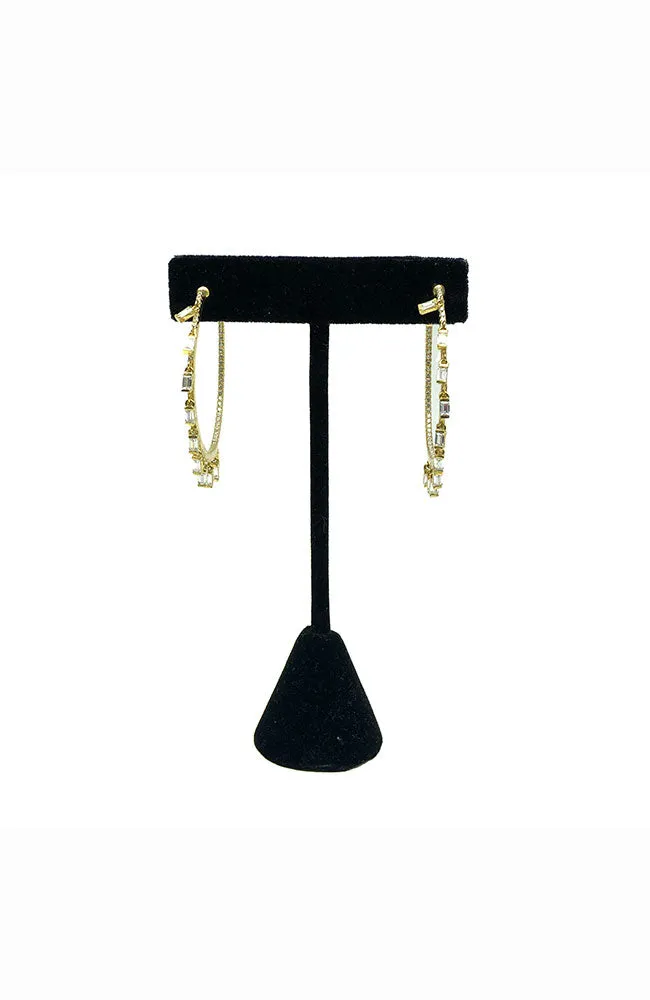 CZ Hoop with Baguettes Gold