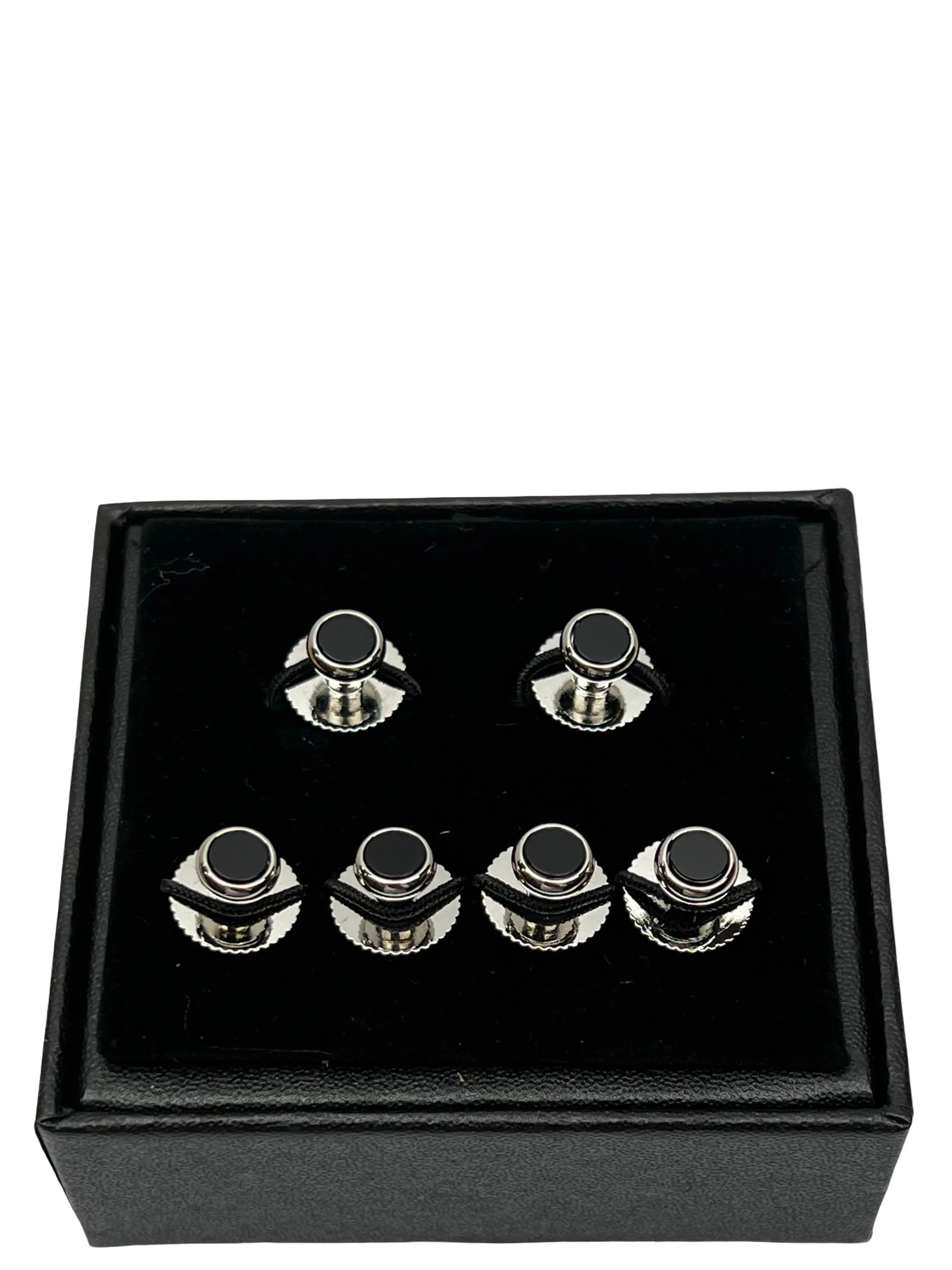 DCLIC Onyx (6) Screw Shirt Studs - Silver