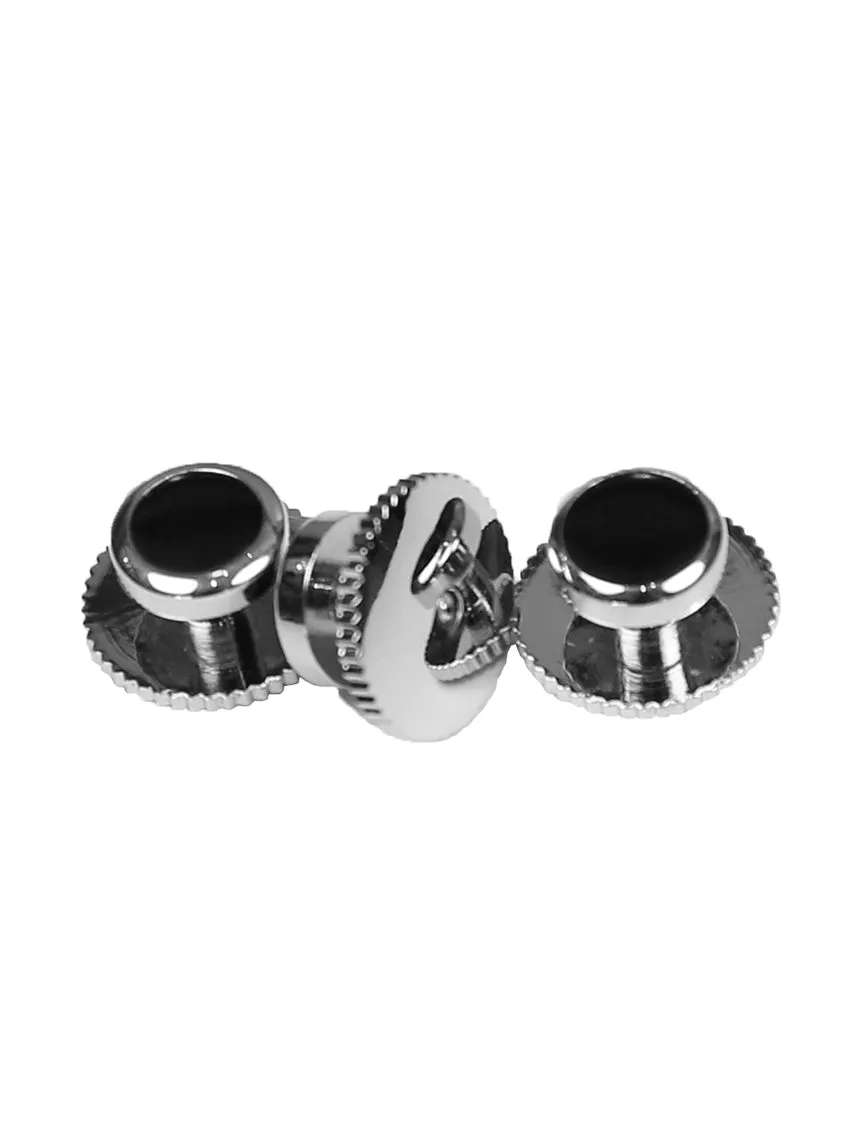 DCLIC Onyx (6) Screw Shirt Studs - Silver