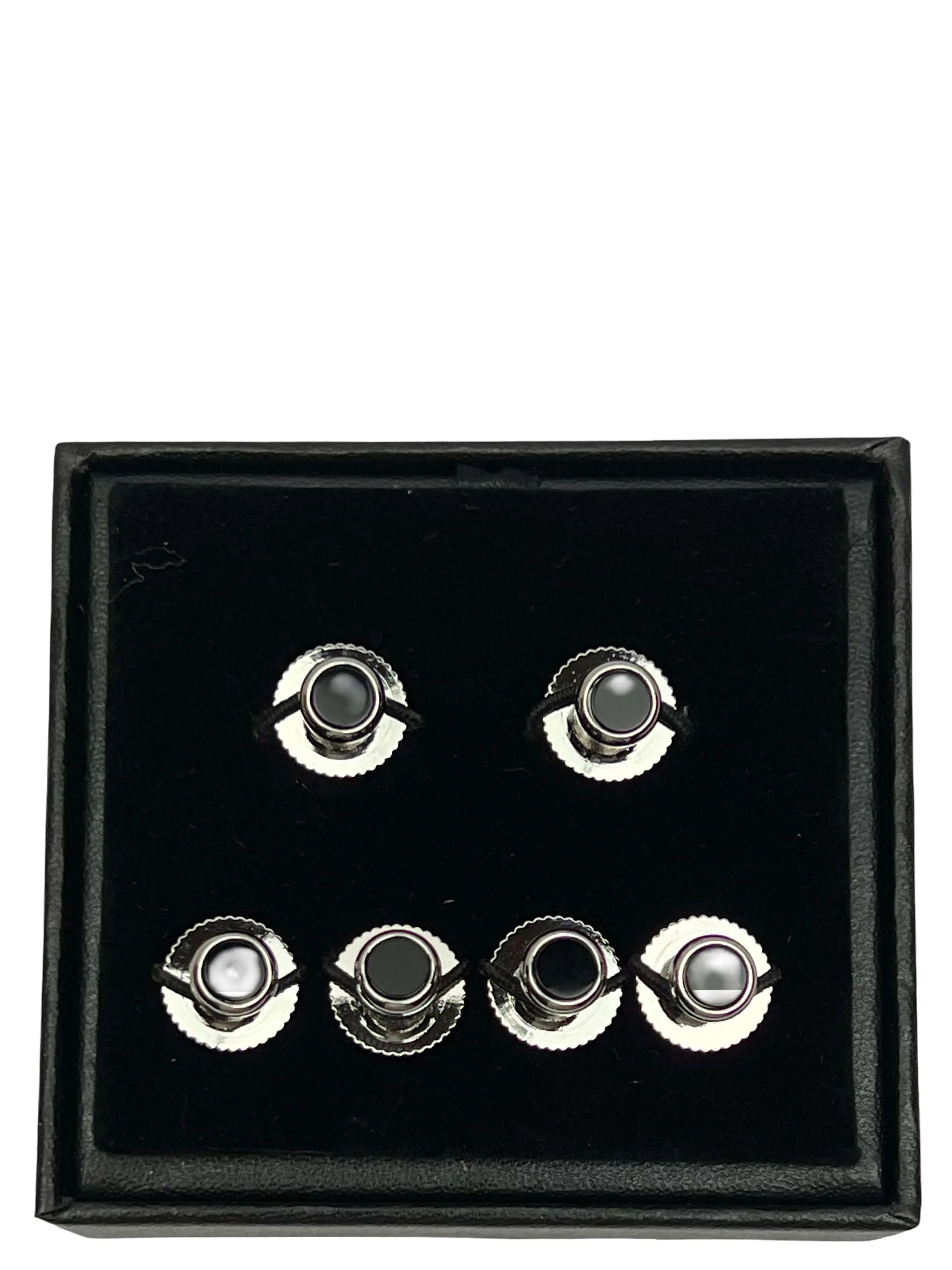 DCLIC Onyx (6) Screw Shirt Studs - Silver