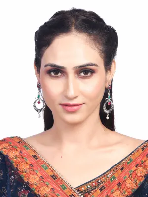 DESI COLOUR Silver-Toned Contemporary Studs