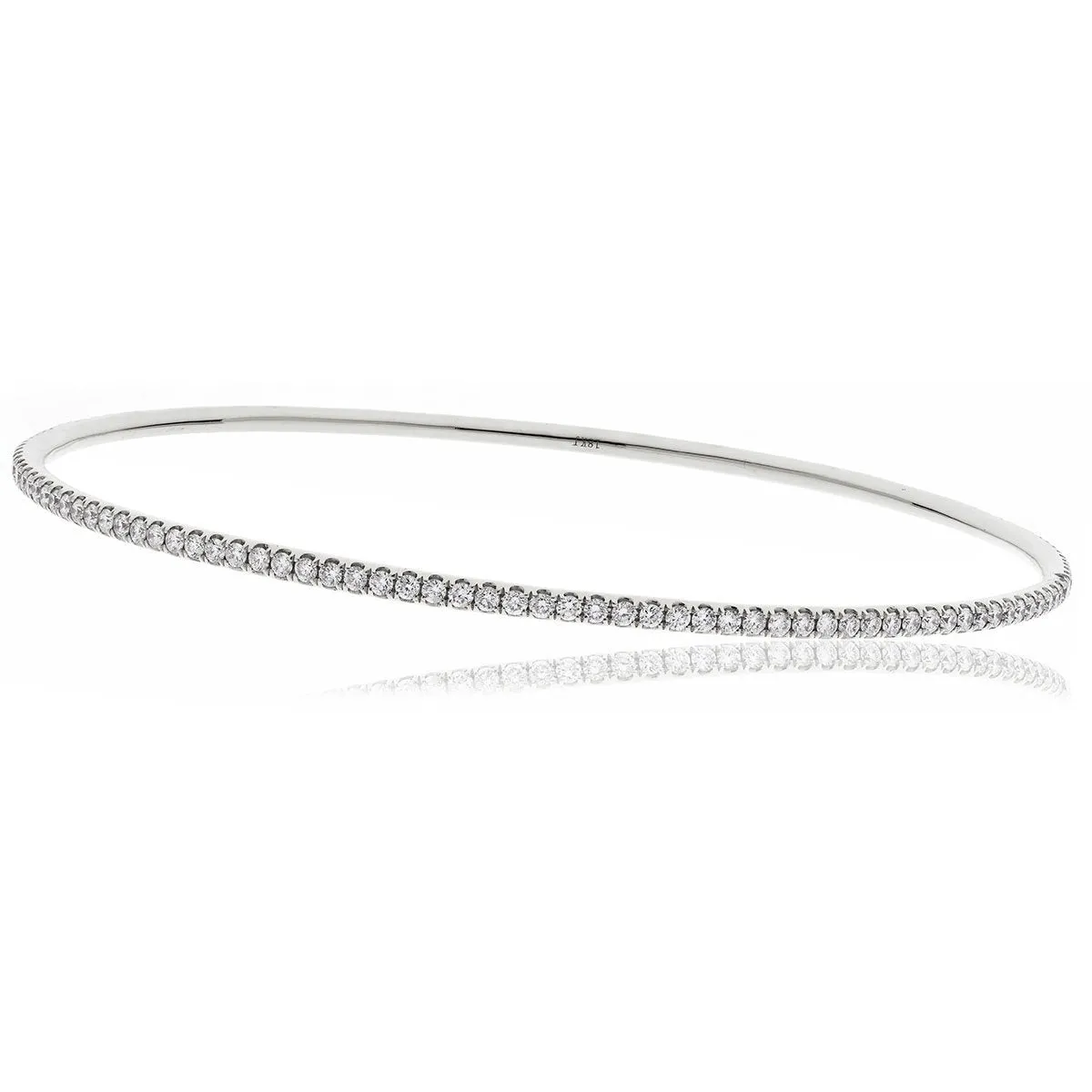 Diamond Claw Set Slave Bangle 2.95ct F VS Quality in 18k White Gold