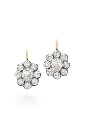 Diamond Cluster Drop Earrings