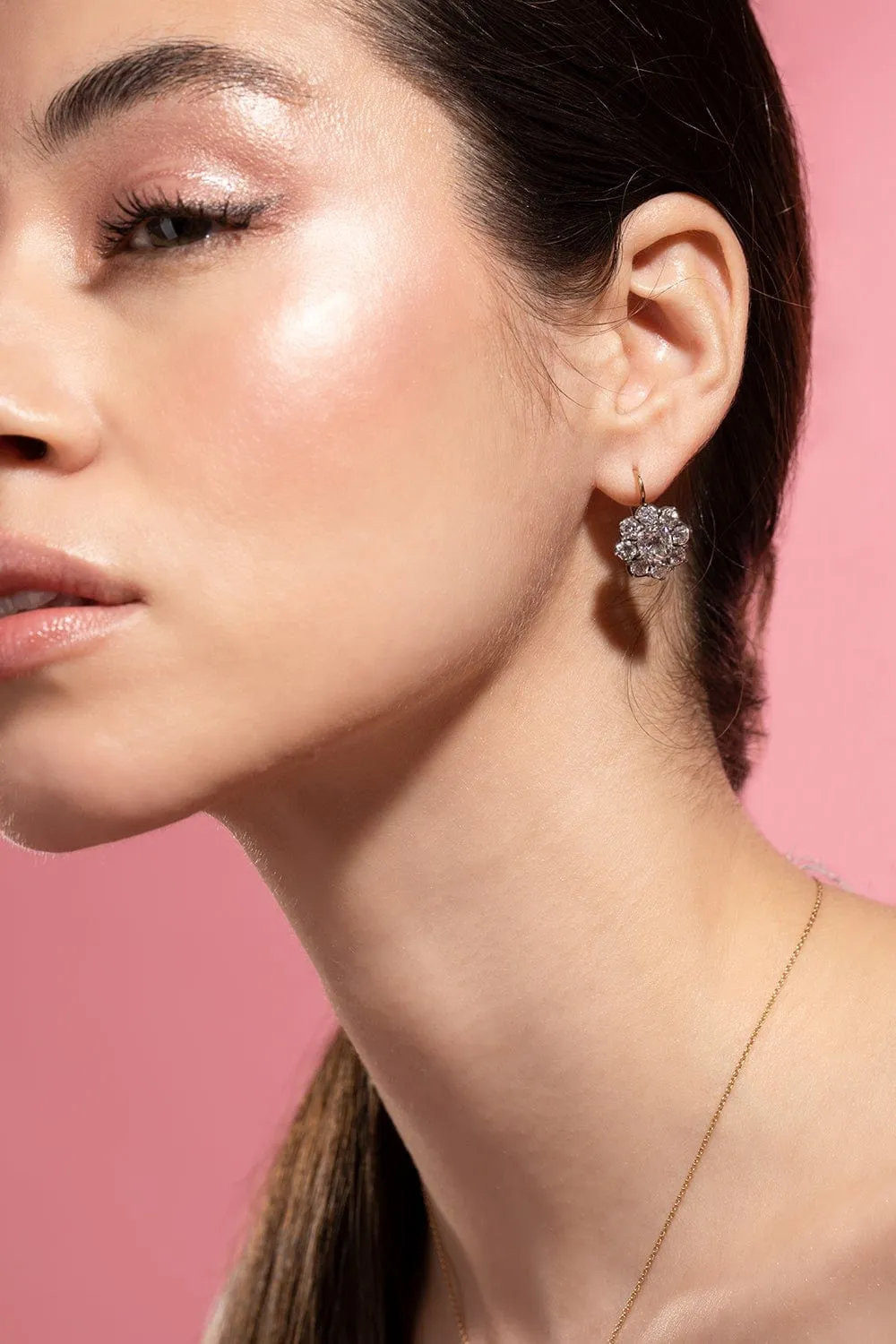Diamond Cluster Drop Earrings