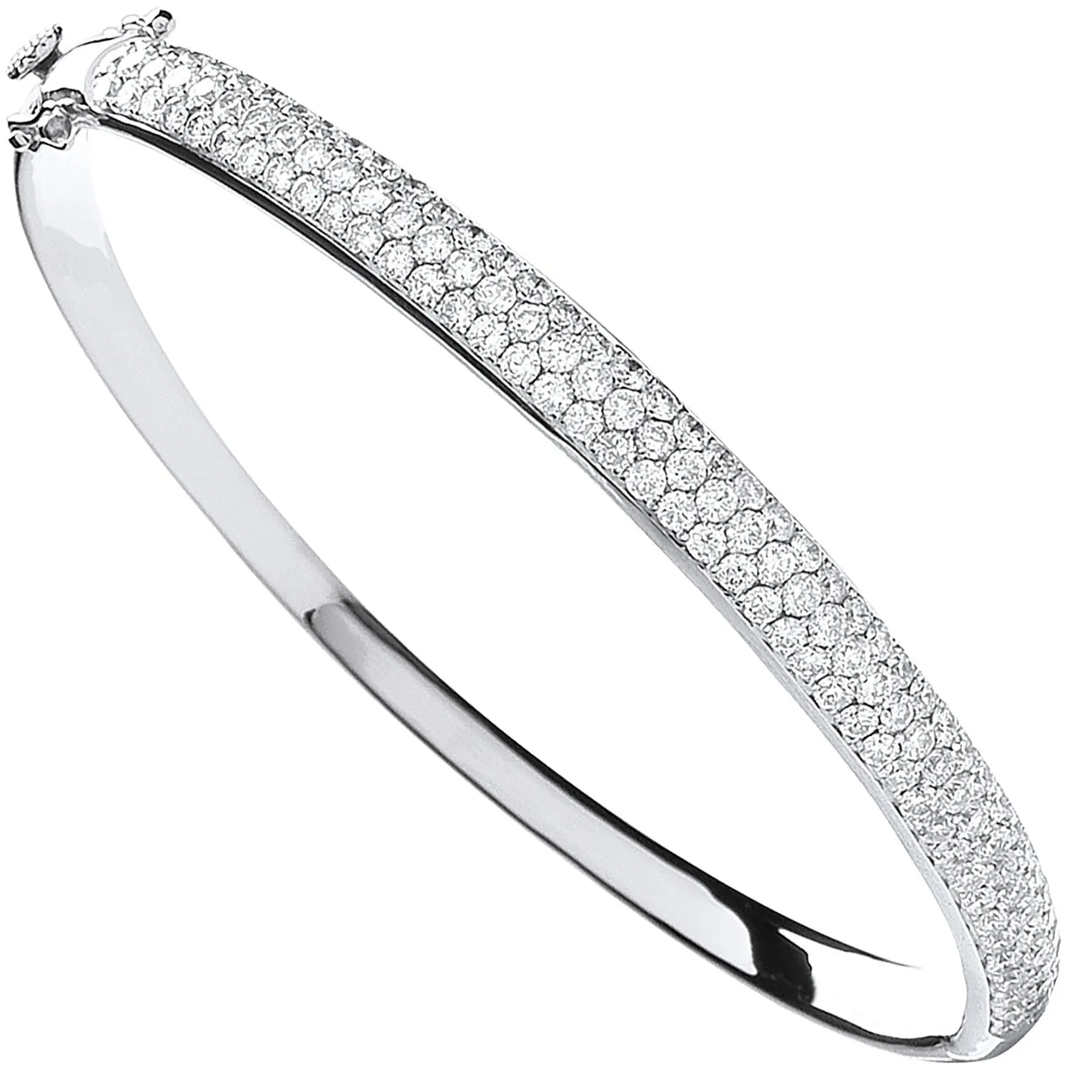 Diamond Pave Bangle 3.15ct H-SI Quality in 18K White Gold