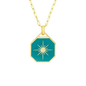 Diamond Star Enamel Octagon Pendant Necklace