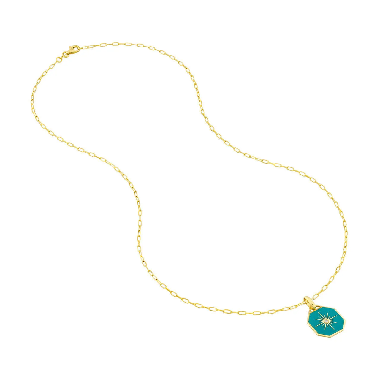 Diamond Star Enamel Octagon Pendant Necklace