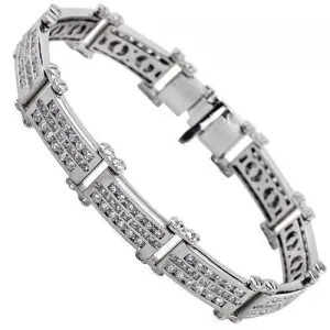 Diamond Three Row Bracelet in 14k White Gold 8 Ctw