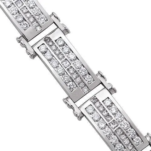 Diamond Three Row Bracelet in 14k White Gold 8 Ctw