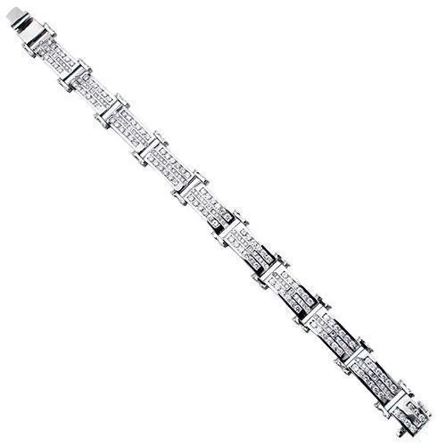 Diamond Three Row Bracelet in 14k White Gold 8 Ctw