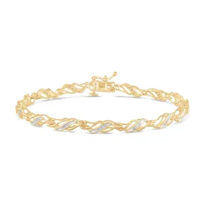 Diamond Yellow Gold Link Bracelet 1/10ctw