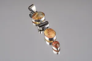 Earthy 4 Piece Ethiopian Opal And Black Tourmaline - Textured oxidised Sterling Silver  - Crystal Pendant