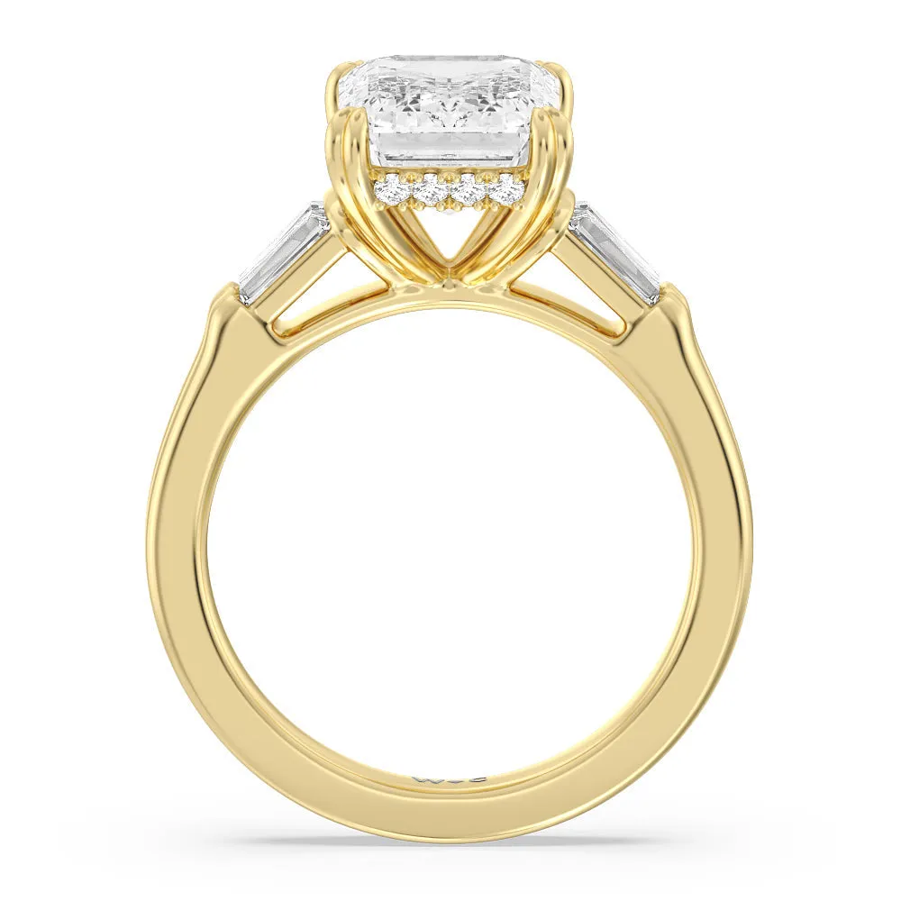 Elegance Twin Baguette Side Stone Engagement Ring