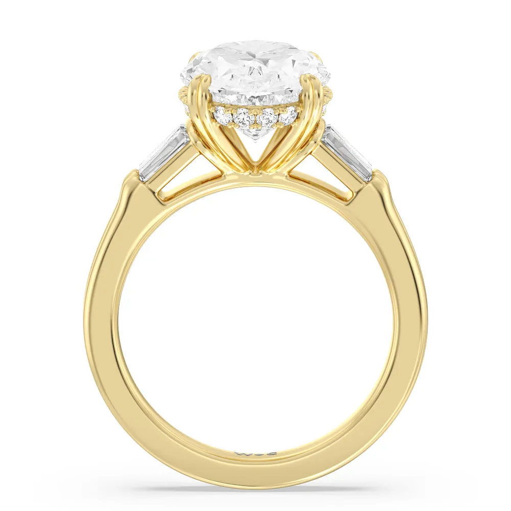 Elegance Twin Baguette Side Stone Engagement Ring