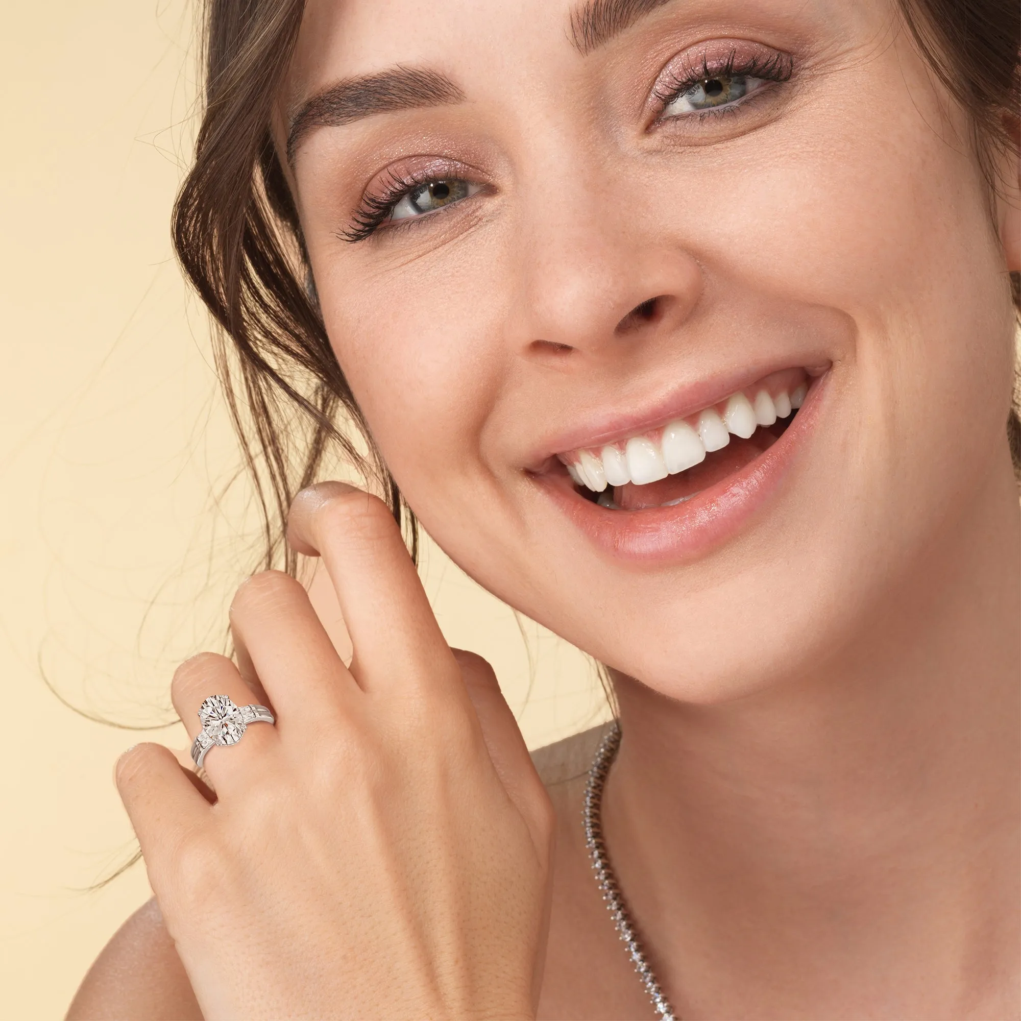 Elegance Twin Baguette Side Stone Engagement Ring