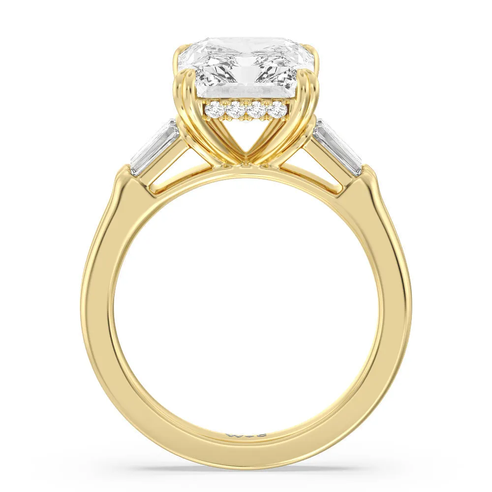 Elegance Twin Baguette Side Stone Engagement Ring