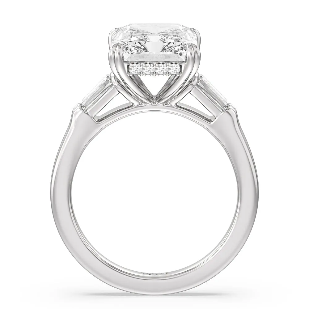 Elegance Twin Baguette Side Stone Engagement Ring